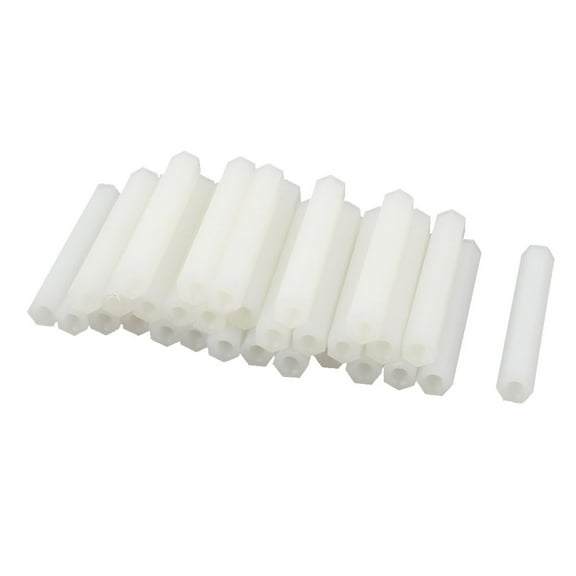 40mm M3 Female Thread White Nylon PCB Spacer Hex Stand-Off Pillar 30Pcs