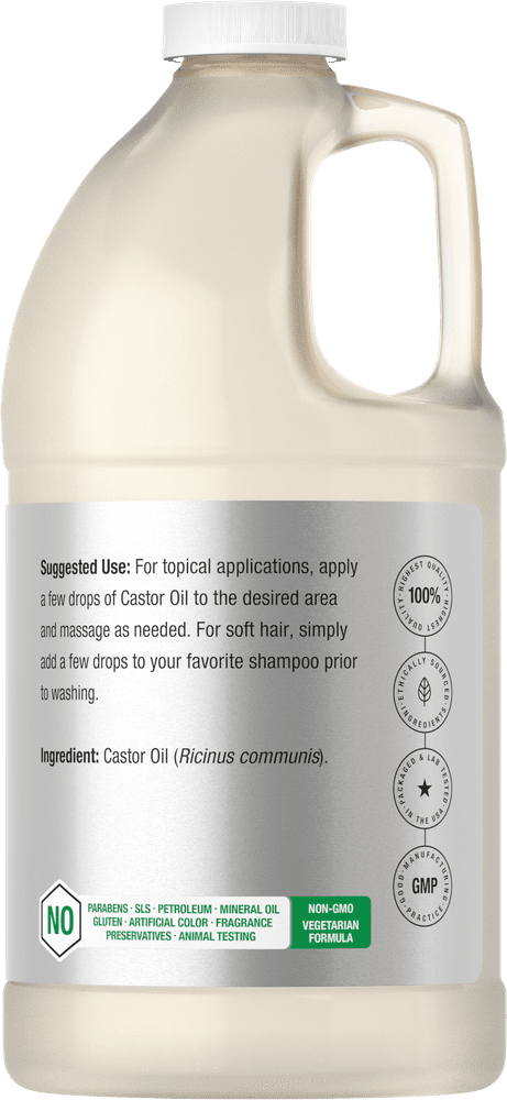 Castor Oil 64oz | for Hair, Eyelashes & Eyebrows | Vegetarian for Men and Women | by Horbaach