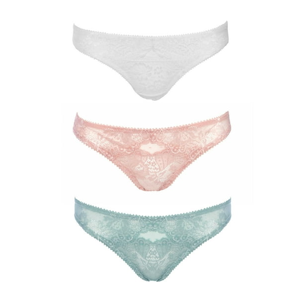 Angelique Womens Plus Size Sexy Lace Thong Scalloped Edge Keyhole