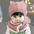 thumbnail image 2 of Krdevn Baby Boy Girl Winter Hat Toddler Cat Hat with Scarf Lined Knitted Cap Neckwarmer for Kids 2 Piece, 2 of 8