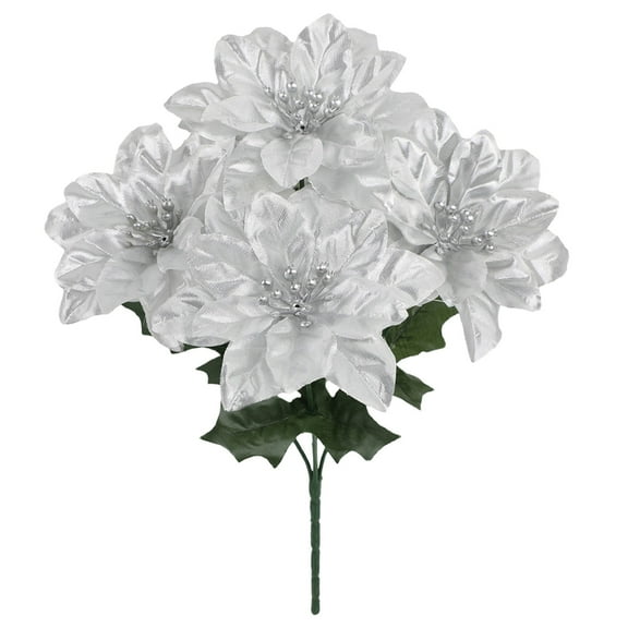 Artificial Christmas Fake Flowers Poinsettia Artificial Red Flower 11" Christmas Tree Ornaments, Realistic Flower Arrangements for Spring Easter Home Kitchen Wedding Bouquet Mother's Gift Day