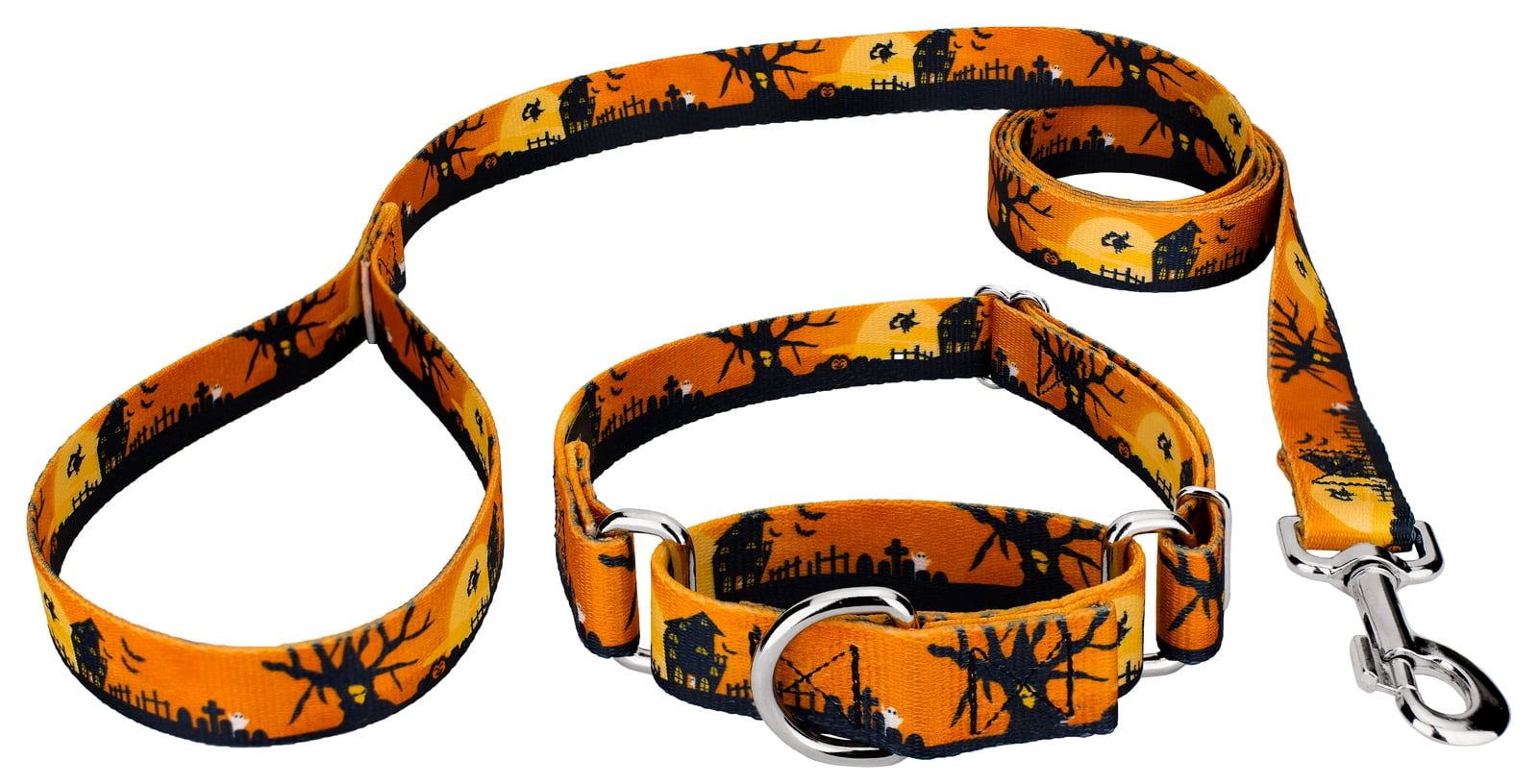 Halloween Collection with 15 Spooky Designs All Hallow's Eve Martingale Dog Collar 1 Inch, Large Country Brook Petz