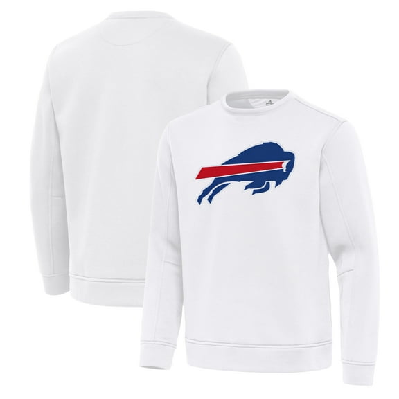 Men's Antigua White Buffalo Bills Relevant Lightweight Pullover Sweatshirt