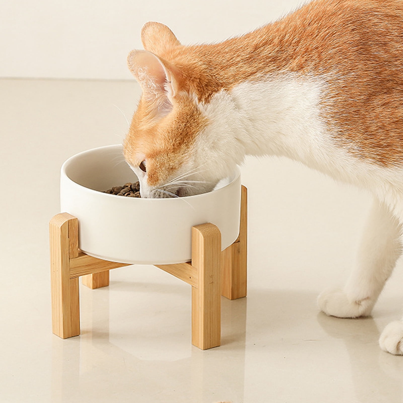 YIFAEUX 1800ml Elevated Ceramic Cat Bowl Raised Pet Food Bowl with Wooden Stand Anti Vomiting Dog Water Food Dish for Cats Small And Medium Dogs