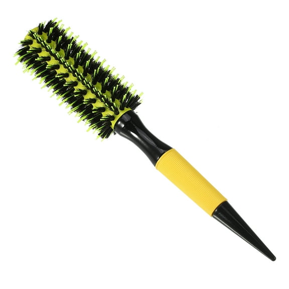 Unique Bargains Round Hair Brush Hair Brushes for Women Nylon Bristle Pins Round Brush Yellow 10.04"x1.97"