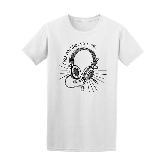 Headphones No Music No Life Tee Men's -Image by Shutterstock