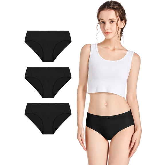 ADREAMLY Cotton Seamless Briefs for Women Plus Size Stretchy Panties Girls Underwear, 3-Pack, Sizes XS-3XL