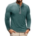 thumbnail image 2 of FRSASU Mens Henley Shirts Long Sleeve Color Block T Shirt Casual Vintage Tee Button Pullover Shirts Tops Green, 2 of 6