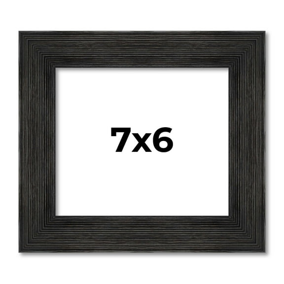 7x6 Frame Black Rustic Barnwood Solid Wood Picture Frame | 1.5 Inch Moulding Width | Includes UV
