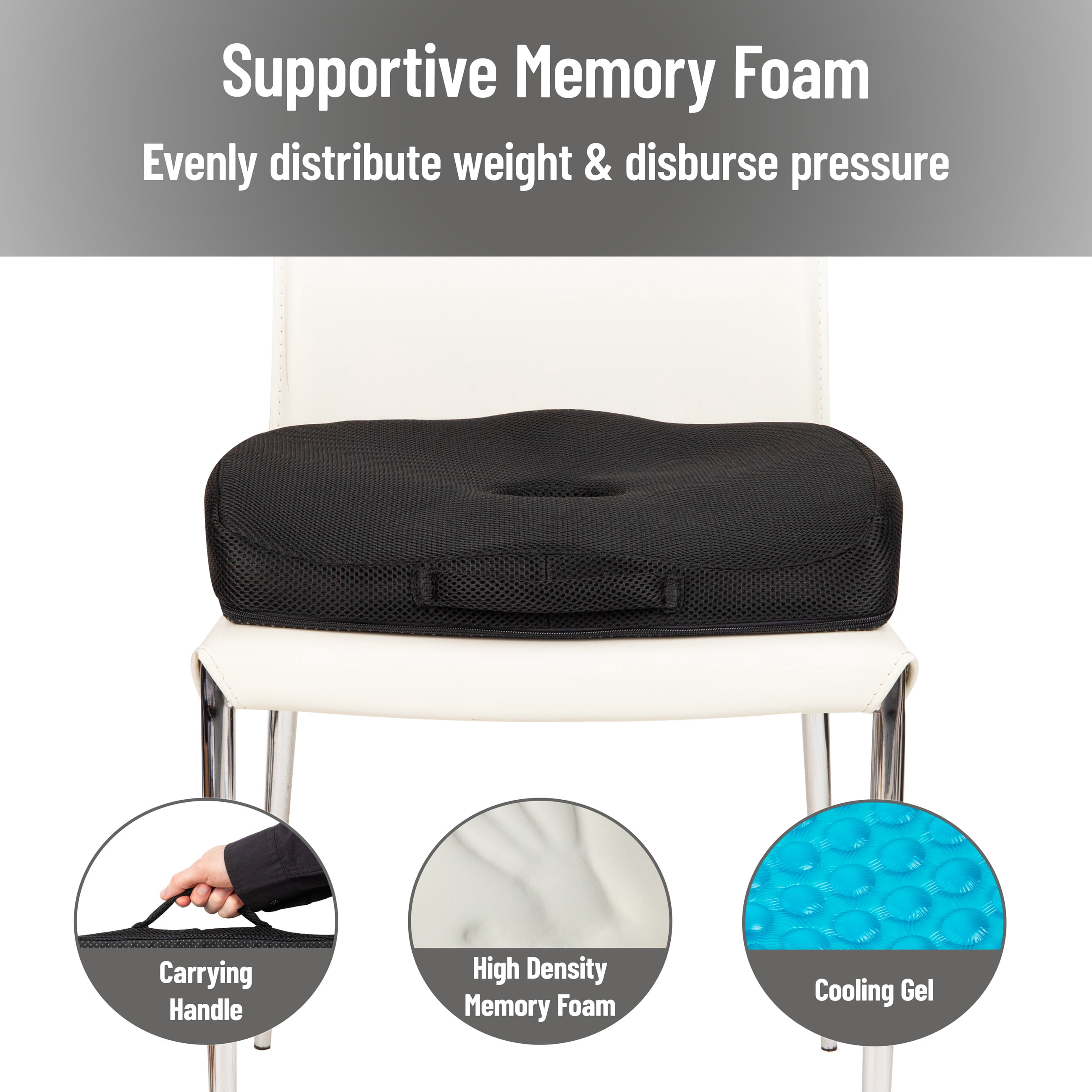 Mind Reader Office Chair Cushion, Ergonomic, Orthopedic, Portable, Car, Memory Foam