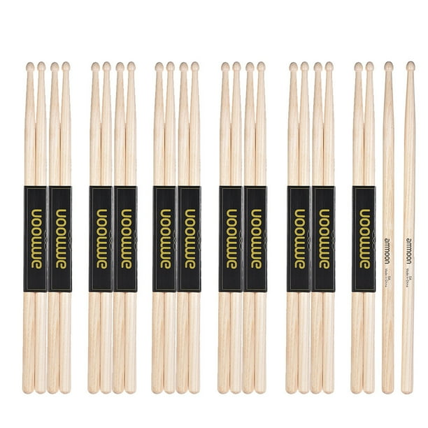 Baqueta ammoon 12 pares de baquetas de madera 5A baquetas de tambor Fraxinus Mandshurica conjunto de batería de madera Accesorios TOMSHOO Baqueta