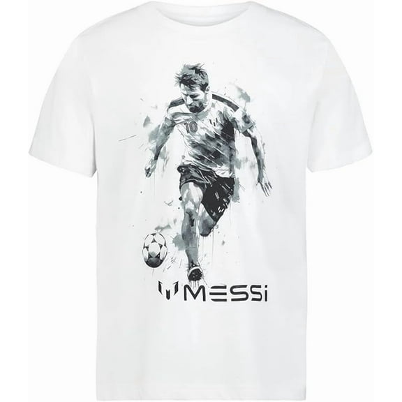Messi Boys Lifestyle Short Sleeve T-Shirt, White, Boys Size 10/12
