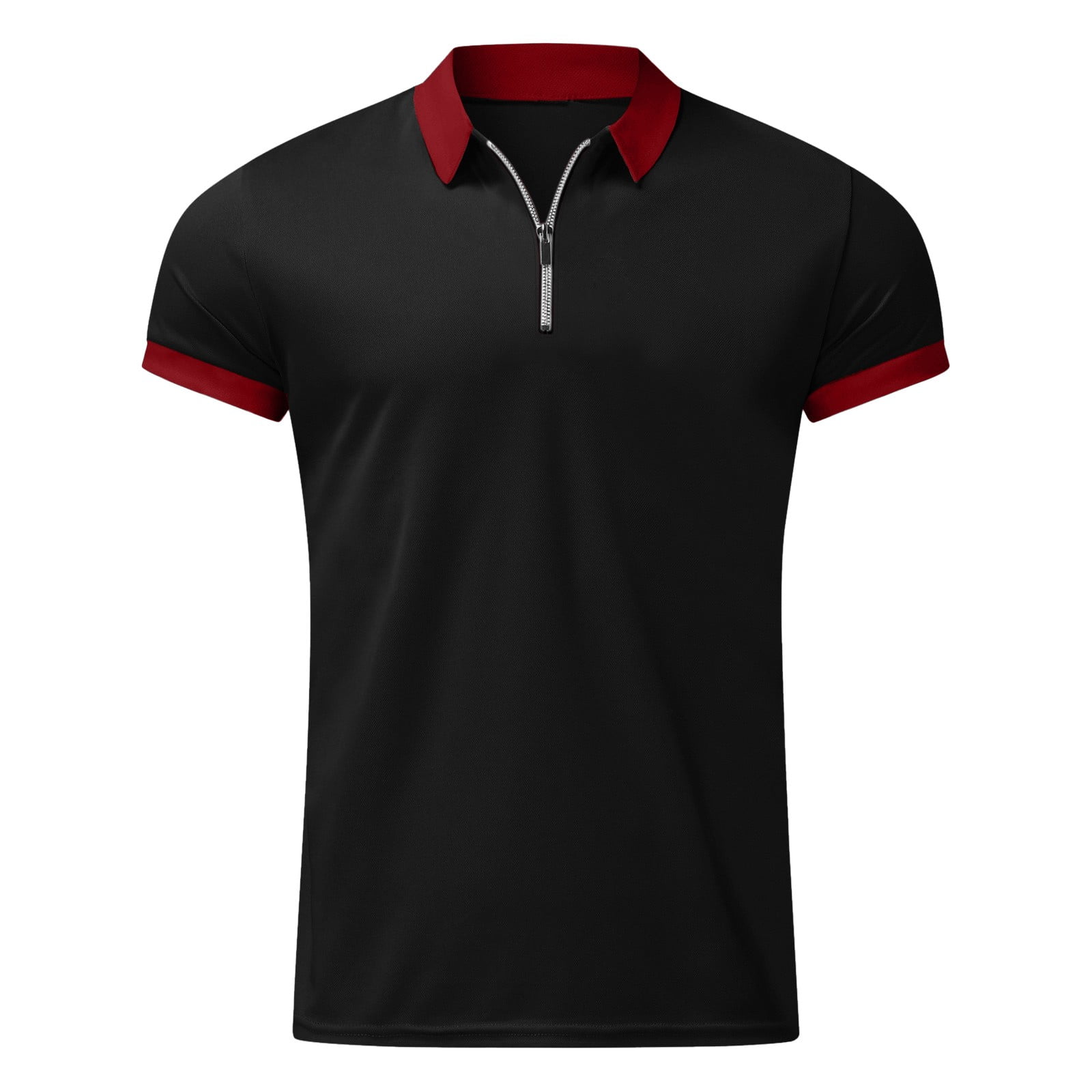 Gubotare Men's Zipper Polo Shirt Casual Knit Short Sleeve Polo T