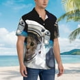 thumbnail image 5 of Daiia Cat Astronaut Hawaiian Shirt for Men Gentle Cotton Regular Short Sleeve Casual-Small, 5 of 9