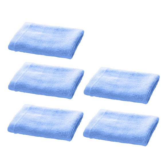 AUQ 5Pcs Wash Cloth,Soft Bamboo Fiber Wash Clothes,Strong Water Absorption Face Cloths,Blue,9.84*9.84*0.39in