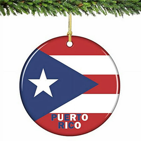Puerto Rico Flag Christmas Ornament Porcelain 2.75 Inches