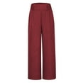 thumbnail image 5 of OSOLU Women Solid Color Spring/summer High Waisted Wide Leg Pants Casual Pants Trousers Fashionable Classic Leisure Active Athletic Casual Bottoms, 5 of 8
