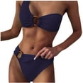 thumbnail image 2 of kttectoa One Shoulder Metal Push Up Bikini Sets Women's Bikini Swimsuits Solid Bathing Suits Round Neck Swimwear for Ladies School, 2 of 3
