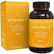 Vitamin C 1000mg (250 Capsules) - Non-GMO Vitamin C Supplements with Citrus Bioflavonoids & Rose Hips for Immune Support & Antioxidant Protection