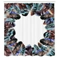 thumbnail image 4 of Ambesonne Feather House Boho Circle Round Frame with Shabby Ornate Feathers Retro Gypsy Art Decor Shower Curtain Set, 4 of 4