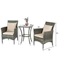 thumbnail image 2 of Costway 3pcs Rattan Table & Chairs Set Garden W/ Cushions Patio Furniture Coffee, 2 of 8