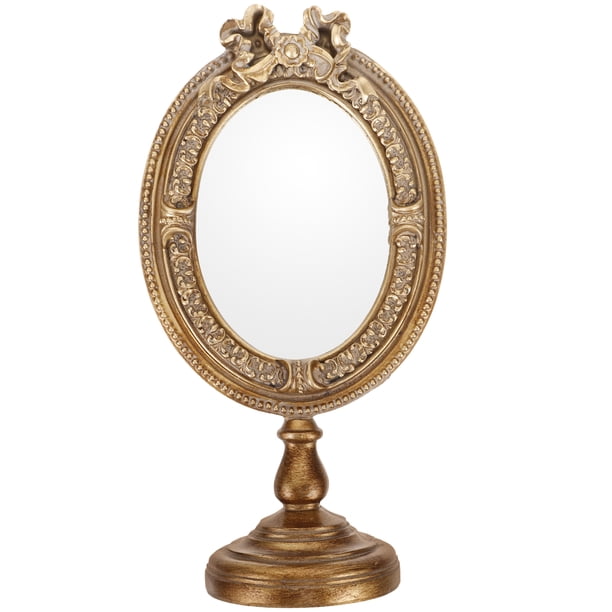 Espejo de maquillaje Espejo de escritorio Espejo de tocador estético Espejo de mesa de estilo europeo para el dormitorio del hogar