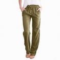 thumbnail image 2 of KPOPLK Linen Cargo Pants Tall Women Wide Leg Casual Palazzo Pant White Summer Baggy Flowy Vacation Pants with Pockets Size XL,Bronze, 2 of 6
