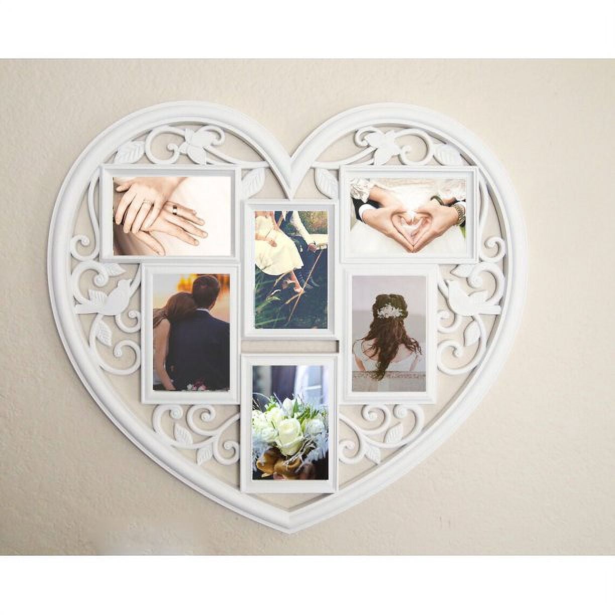 JOICE GIFT White Wall Large Hanging Heart Shape Collage Picture