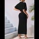 thumbnail image 5 of Vestido de Cóctel para Mujer, con Efecto Metalizado, Cruzado, Color Liso, Escote en V, Plisado, Abertura Alta, Corta, Midi, Negro, Talla M, 5 of 9