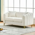 thumbnail image 2 of Sofas for Two 63" Chenille Loveseat Sofa,Luxury 2 Seater Deep Couch,Modern Tufted Couch, Gold Metal Legs Sofa for Living Room, Bedroom, Apartment (Beige),Small Couches, 2 of 11