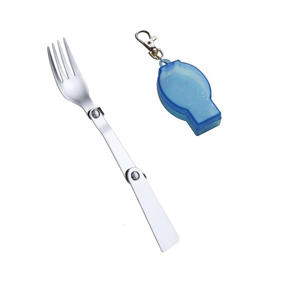Bewildely Cubiertos para acampar de acero inoxidable, cubiertos portátiles, lavables, suaves, plegables, para exteriores, vajilla con estuche de Cocina y Comedor 1.2mm Horquilla Azul Bewildely HA075279-10