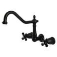 thumbnail image 1 of Kingston Brass KS1280PKX Duchess Two-Handle Wall Mount Kitchen Faucet, Matte Black, 1 of 1