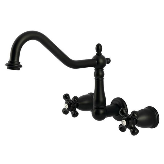 Kingston Brass KS1280PKX Duchess Two-Handle Wall Mount Kitchen Faucet, Matte Black