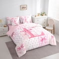 thumbnail image 3 of Castle Fairy Personalized Initial Pink L Twin Bedding Sets,Bow Tie Bedding Comforter Set, 3 of 8