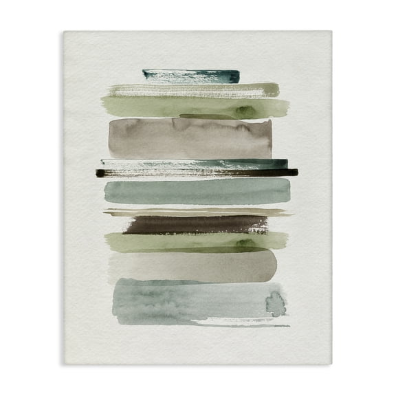 Stupell Industries Contemporary Thick Line Shape Abstraction Green Brown Striped Layers Canvas Art, 16 x 20, by Grace Popp