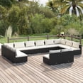 thumbnail image 1 of vidaXL 12 Piece Garden Lounge Set with Cushions Black Poly Rattan, 1 of 4