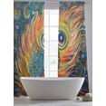 thumbnail image 5 of Abstract Colorful Sheer Curtains for Living Room Bedroom, Light-filtering Sheer Curtain, Peacock Feather Diamond Art Rod Pocket Voile Window Treatment Drapes, 52’’Wx84’’L, 2 Panels Set, 5 of 7