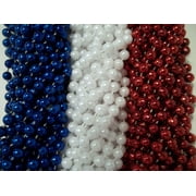 72 Red White Blue Memorial 4th July Mardi Gras Beads Necklaces Party Favors