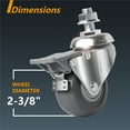 thumbnail image 7 of POWERTEC 4PK 2-1/2" Threaded Stem Caster Wheels with Brake & 400 lbs Loads, Heavy Duty 1/2"-13 x 1" Stem Casters, Dual Locking TPR Rubber Castor Wheels for Furniture, Cart, Dolly & Workbench (17202), 7 of 7