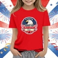 thumbnail image 2 of Girls 4th of July Patriotic American Flag Eagle Graphic T-Shirt Short Sleeve Crew Neck Tee Red,Size 9-10 T, 2 of 5