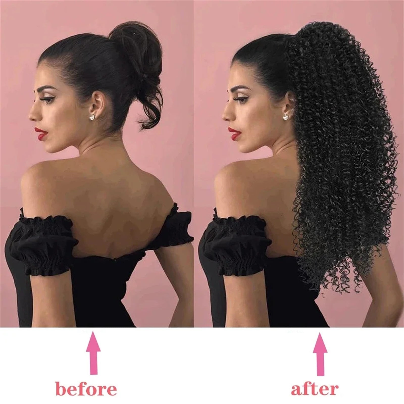 Long Kinky Curly Drawstring Ponytail Extension for Women Afro Puff Curly Pony Tail Hair