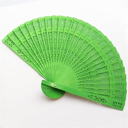 

NIUREDLTD Home Decoration Sandalwood Fan Openwork Carved Wooden Fan Wedding Fan 20cm