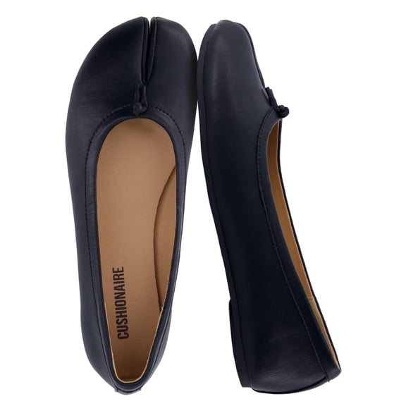 Cushionaire Maki Tabi Flats for Women, Split Toe Ballet Flats with Flexible Sole and Cushioned Footbed