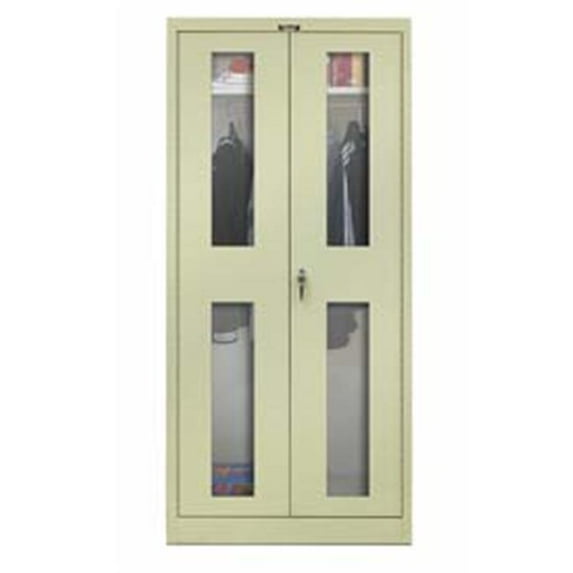 Hallowell 435W24SVA-PT 400 Series Stationary SV Wardrobe Cabinet, 36W in. x 24D in. x 72H in. , 729 Parchment, Single Tier, Double Safety-View Door, 1-Wide, Assembled