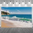 thumbnail image 2 of Tropical Ocean Beach Photography Backdrop Sunset Seaside Sands Waves Background Hawaii Summer Holiday Party r Props, 2 of 8