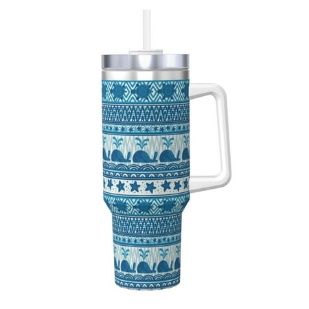 

Cauagu Sea Underwater Animals Print Stainless Steel Vacuum Insulated Tumbler 40oz Water Bottle with Handle & Flip Straw Reusable Travel Coffee Mug for Women & Men