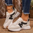 thumbnail image 4 of Rokment Women's Orthopedic Platform Running Walking Shoes Comfortable Vintage Casual Color Block Suede Flatform Mid Heel Tennis Skate Fashion Sneakers Spring Fall White Size 6.5, 4 of 6