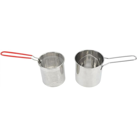 Small Stainless Steel, Fryer Pot Olecranon Type Stock Fry with S Er Paslanmaz Elik Kızartma Diversion Japanese Oil Saving Port for Kitchen Basket Fryers Frying Fish (4 Piece