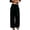 Black, variant on Women's Solid Color High Waisted Gathered Cotton Linen Pants, Balloon Harem Trousers with Elastic Cuff, Loose Wide Leg Breathable Summer Travel Casual Pants Green S