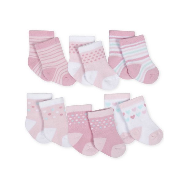 Gerber Baby Girls Jersey Crew Wiggle Proof Socks, 6Pack